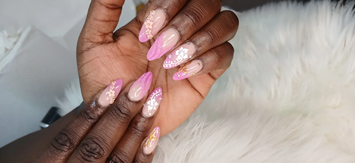 Pedicure with gel polish and foot care at Glit Nails Osu Accra